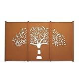 Generisch Design Gartenzaun Sichtschutz Rostelement 3 teilige Sichtschutzwand SWCB018_Tripichon (Cortenstahl)