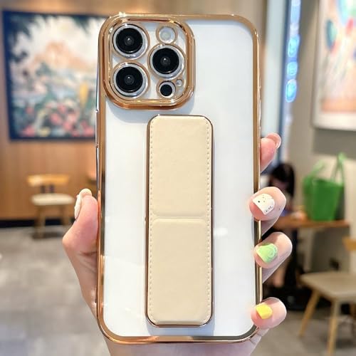Coque iPhone 12 Pro incassable transparente or avec support de visionnage mains libres