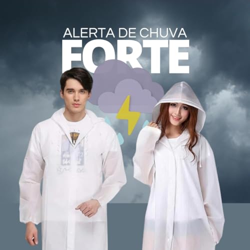 Capa De Chuva Impermeável Eva Com Capuz Touca Transparente
