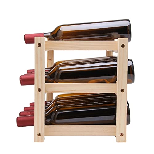 Soporte para botellas de vino de madera sólida 3 niveles miniatura 5