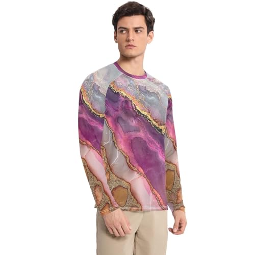 Marble Neutral Hot Pink Men's UPF 50+ Slim fit Loose Long Sleeve Sun Protection UPF 50+ Water Fishing3