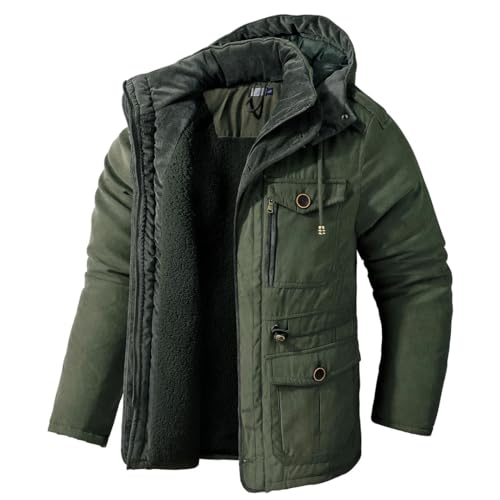 Chaquetas Cálidas A Prueba De Viento Para Hombre Parka Gruesa Con Capucha Abrigo Linner Ropa De Abrigo Chaqueta Parkas De Forro Polar Acolchado EN8 XXL
