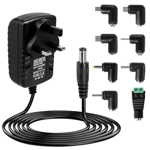 Image of 5V 3A DC Power Supply Adapter, 5V 3A 2A 1A AC Charger 5.5mm x 2.5mm Plug with 8 Transformer DC Tips Universal Replacement Power Cord for LED Strip Router Camera Monitor Box Printer Bluetooth Speaker