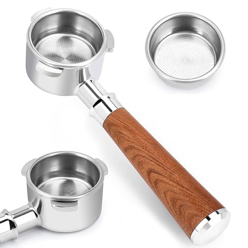 Image of THW 51mm Bottom Portafilter Stainless Steel Reusable Coffee Nude Replacement (ONLY for) DeLonghi Dedica EC0680 EC0685 2 Cup Filter Basket Capacity