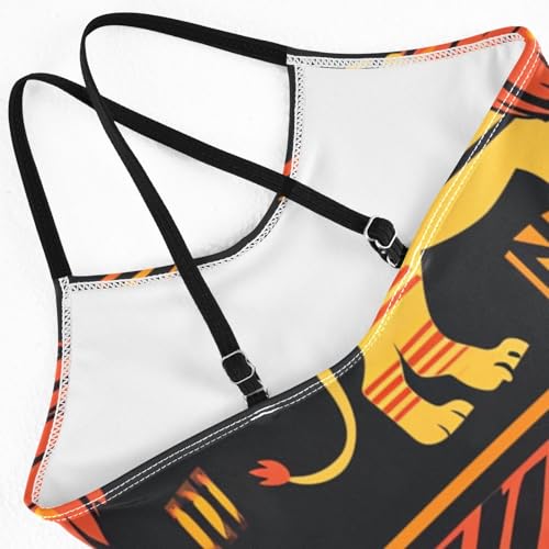 Image of Girls One Piece Swimsuits, Lion Beach Bathing Suit Sport Halter Swimwear, 3T