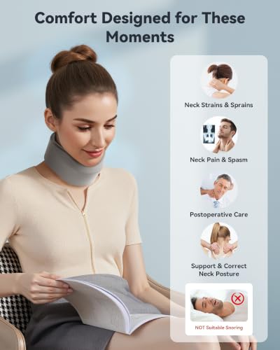 Image of Neck Brace for Sleeping, for Relief Neck Pain and Provide Support Soft Cervical Collar, Neck Support Keep Vertebrae Stable & Aligned Relief of Cervical Spine Pressure (Light Gray Small Size)