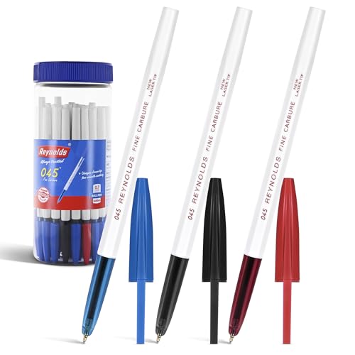 Reynolds 045 CARBURE 25 CT JAR, 16 BLEU, 6 NOIR & 3 ROUGE | Ensemble de stylos à bille avec prise en main confortable | Stylos pour écrire | Papeterie scolaire et...