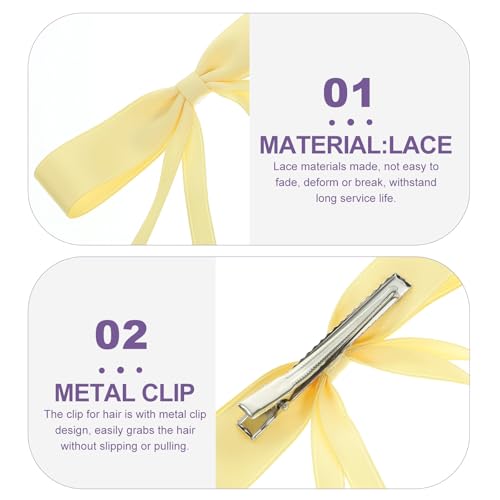 Pinza Lazo Grande de Encaje Amarillo para Mujer miniatura 6