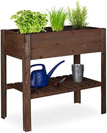 Relaxdays Carré Potager Bois, légume, Herbes, Jardin, Balcon, Jar...