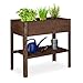 Produktbild Relaxdays Hochbeet Holz, Ablagefach, Pflanzkasten Balkon, Terrasse, Garten, Kräuterbeet, HBT 80x88x43,5cm, dunkelbraun, Braun / Bronze / Kupfer