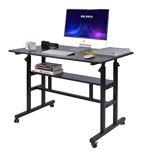 AIZ Mobile Standing Desk, Adjustable Computer Desk Rolling Laptop Cart on Wheels Home Office Computer Workstation, Portable Laptop Stand Tall Table for Standing or Sitting, Black 31.5" x 19.7" AIZ Mobile Standing Desk, Adjustable Computer Desk Rolling Laptop Cart on Wheels Home Office Computer Workstation, Portable Laptop Stand Tall Table for Standing or Sitting, Black 31.5" x 19.7"