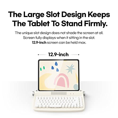 Yunzii Actto B303 Wireless Typewriter Keyboard, Retro Bluetooth Aesthetic Keyboard With Integrated Stand For Multi-Device (B303, Ivory Butter) #TOP3