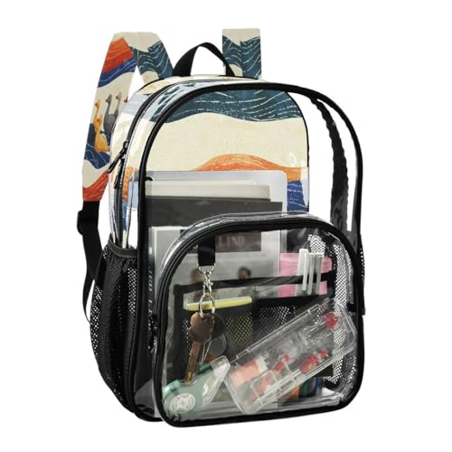 ALAZA Animal Duck Colorful Clear Backpack PVC Transparent Bookbag Heavy Duty for Student Boy Girl Kids Adult School Travel Work2