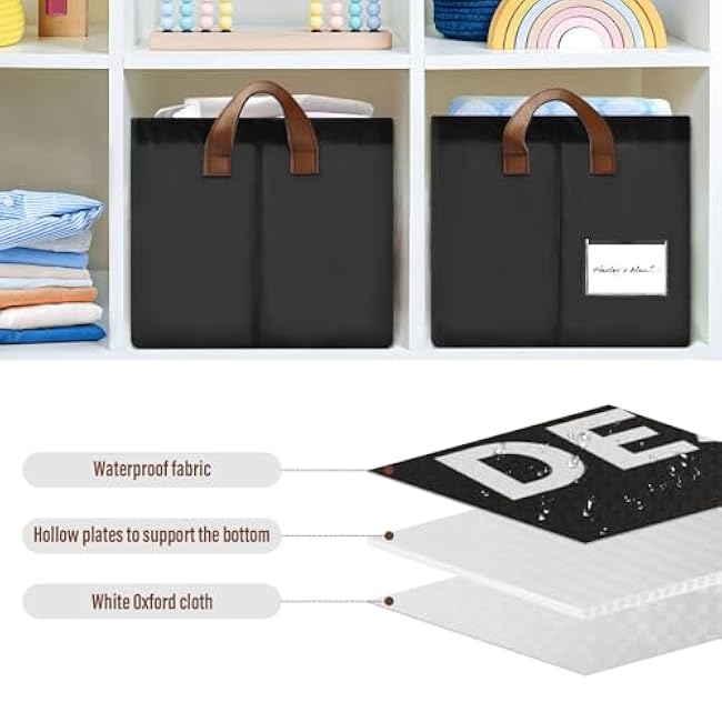 Custom Storage Bins Your Own Design Custom Foldable Containers Metal Frames Fabric Storage Baskets 2 Handles Print On Demand(1pack,black)