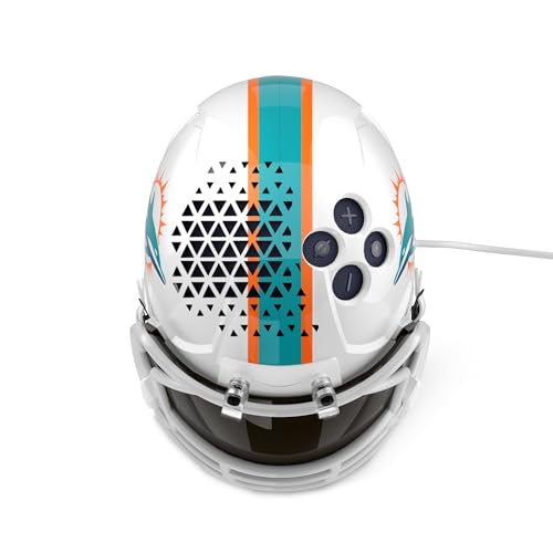 Image of NFL Echo Dot Bundle: Includes Echo Dot | Deep Sea Blue and Limited-Edition NFL Helmet Stand | Miami Dolphins