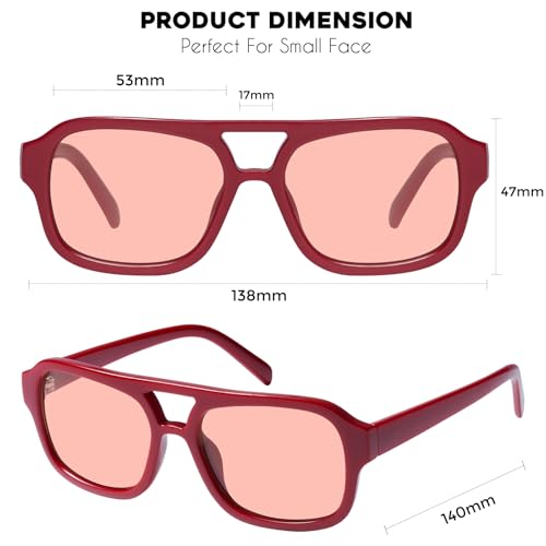 Image of mosanana Small Square Aviator Sunglasses for Women MS52362 | Retro Narrow Frame, UV400 Protection, Designed for Daily Outfits, Travel and Fashion Looks