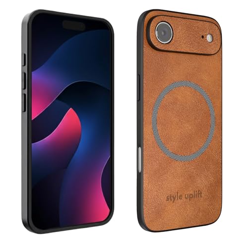 Coque en cuir iPhone 17 Air SU marron clair élégante pour le bureau