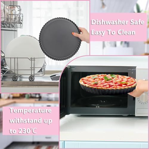 9 Inch Quiche Pan with Removable Bottom, 22cm Fluted Tart and Pie Flan Tins for Baking, Non-Stick Steel Quiche Dish for Pie, Mousse Cakes, Desserts - Image 6