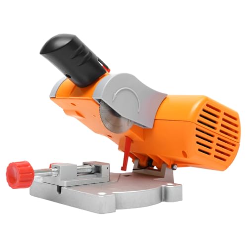 YUASDUU 45 Miter Mini Saw 110V Electric Power Table Benchtop Cut-Off Chop Mini Cuts Wood Metal W/Clamping Tool Adjustable Cutting Angle 7800r/Min for Crafts Miniatures Metal Wood Plastic