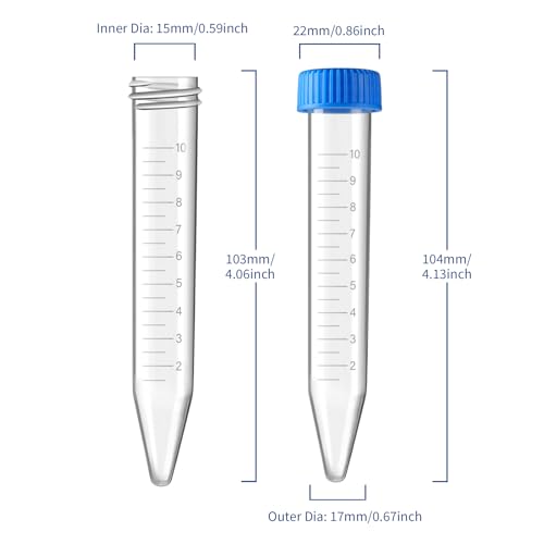 image for BIPEE Centrifugal Tubes, 10ml Tapered Test Tubes, Centrifugal Tubes wi