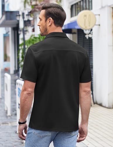 Chemise texturée à manches courtes COOFANDY contre la chaleur en L