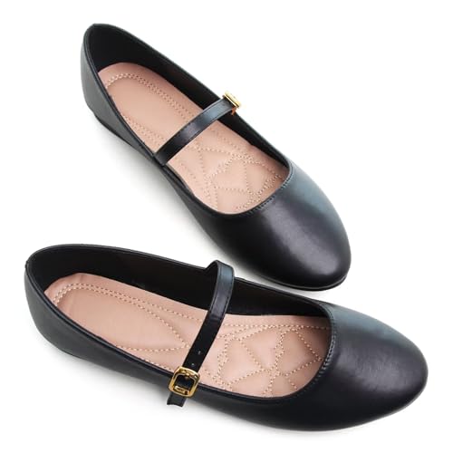 SAILING LU Women's Pointed Toe Mary Janes Shoes Buckle Dressy Comfortable Ballet Flats Slip-On Wear to Work Loafers4