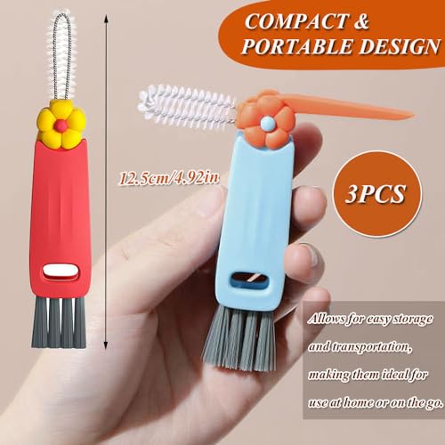 Image of 3 in 1 Cup Lid Cleaning Brush, 3 PCS Crevice Cleaning Brush Set - Multifunctional Portable Bottle Brush Cleaner for Bottle Gap Tight Spaces Cup - Ideal Baby Bottle Brush & Water Bottle Brush (3)