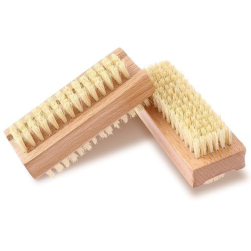 Amaxiu 2 pcs Cepillo de uñas de madera para limpieza de uñas, cepillo de uñas de madera de doble cara con cerdas rígidas, cepillo de manicura pedicura cepillo de uñas de los pies