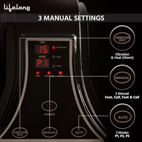 Image of Lifelong Calf, Foot and Leg Massager Machine for Home - Pain Relief Massage for Legs - Heat + 4 Vibration Motors - Rolling, Kneading, and Shiatsu - Improve Blood Circulation, 80W (Blue,LLM945)