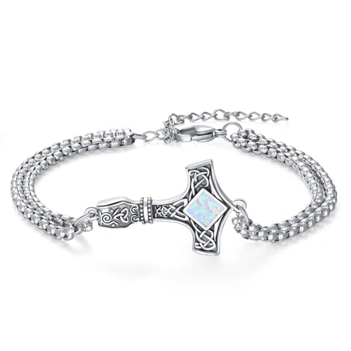 Bracelet marteau de Thor argent sterling 925 Mjölnir nœud celtique femme