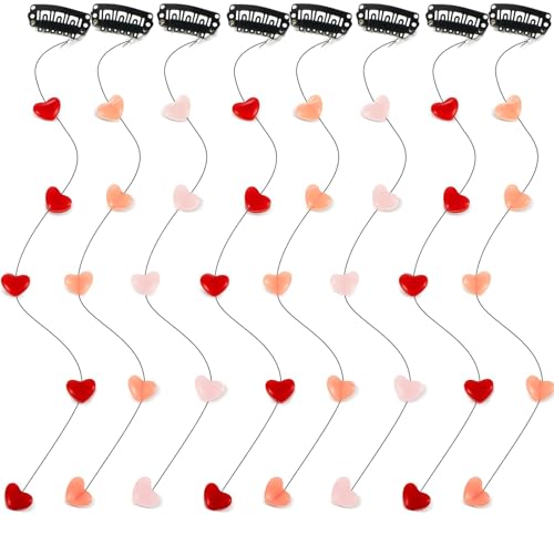 12 Pieces Streamline Hair Extensions Hair Clips with Acrylic Love