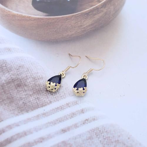 Vacaonio Brincos de gota vermelho rubi boho de cristal vermelho brincos pendentes de rubi dourado br