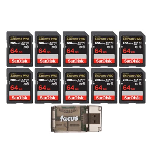 SanDisk 64GB Ultra SDHC UHS-I メモリーカード (10枚パック) フォーカス高速USBカードリーダーバンドル付き (11アイテム)