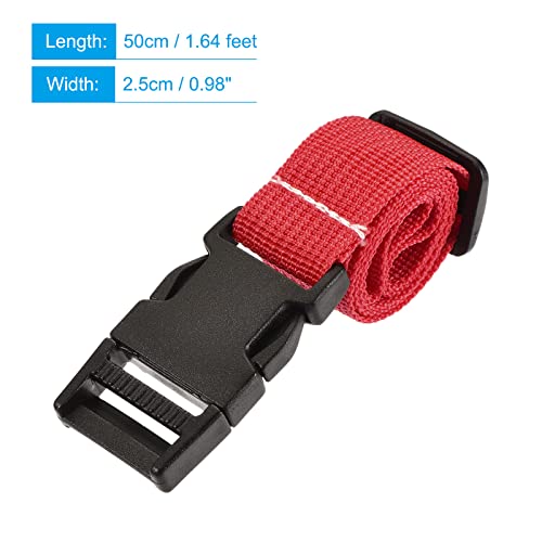 Image of MECCANIXITY Utility Strap with Buckle 1x20 Inch Polyester Quick Release Adjustable Belt for Travel Outdoor Bag Luggage Packing (Red)