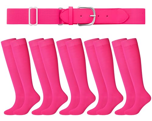 Image of Haysandy Baseball or Softball Sock and Belt Combo Set 5 Football Baseball Socks with Softball Belt for Kids Youth Boys