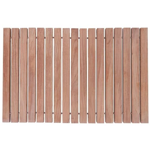 Nordic Style Teak Shower and Bath String Mat - Indoor and Outdoor Use - Non-Slip Wooden Platform for Sauna