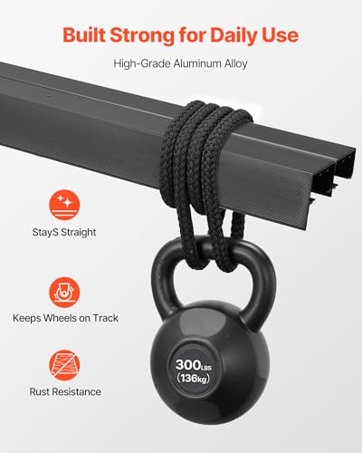 Image of VEVOR Bypass Sliding Door Hardware Kit, 6 ft Aluminum Alloy Dual-Track Bypass Door Hardware, Smooth and Quiet Sliding, Easy to Install, for 1 inch to 1 3 /4 inch Thickness 36 inch Width 2 Door System, for Closet