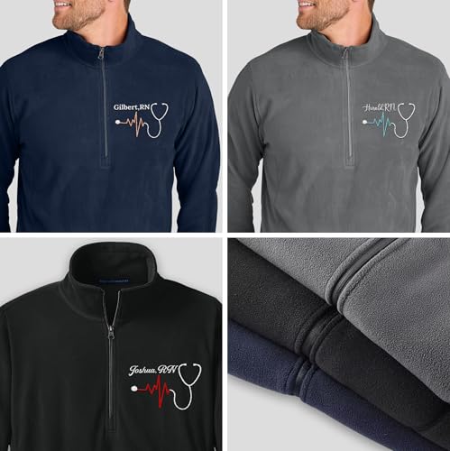 NACRE APPAREL Custom Nurse Microfleece Women Men Jacket Personalized Stethoscope Fleece Pullover3