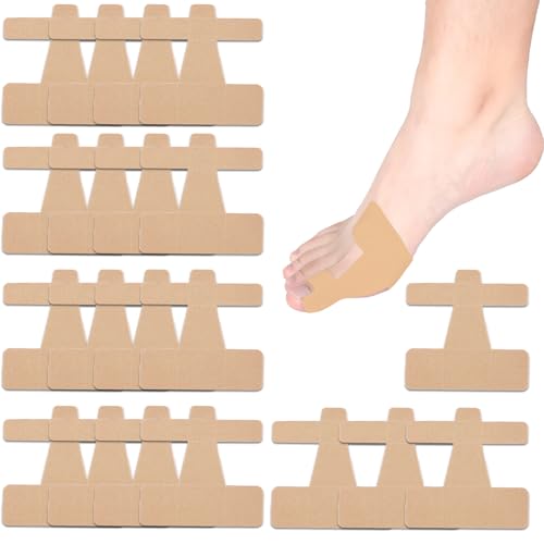 JYXNU 20 Pièces Hallux Valgus Kinesiotape, Bandes de Kinésiologie Prédécoupées pour Hallux Valgus, Hallux Valgus Orthese pour les Pieds et les Orteils, Doux et Respirant pour Hommes & Femmes (Nude)