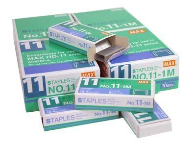 Max Staples No. 11-1M- Pack Of 10 Boxes (10,000 Staples) #TOP3