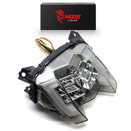 Image of MZS Motorcycle Tail Light LED Turn Signal Integrated for MT09 FZ09 17-20 | LED Integrated Rear Turn Signal Blinker Running Brake Taillight, Waterproof Dustproof Smoke Lens, Amber Red Dual Color Lamp