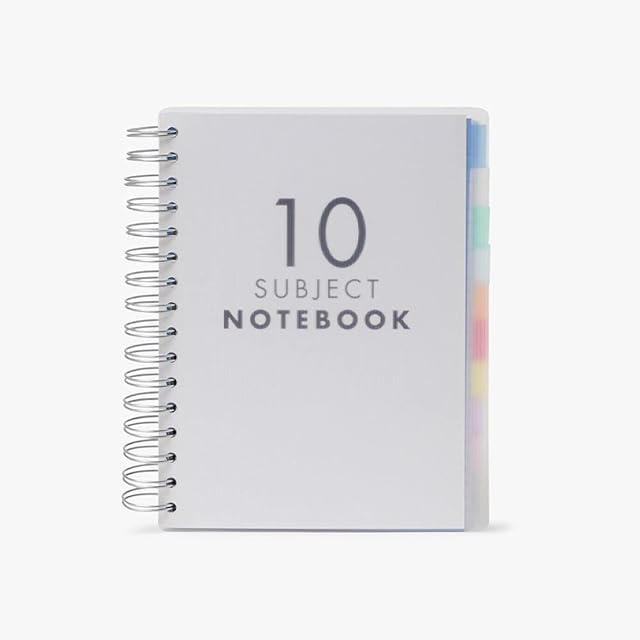 Paperchase A5 Translucent 10 Subject Notebook, Subject Dividers, 200 Sheets (400 Pages) of Close-Ruled White Paper (Single Pack)