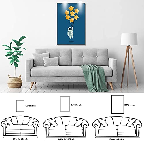 Time Tree Space Wall Art, 16X24 Framed Canvas Wall Art Space Poster, Astronaut Decor Space Pictures, Wall Decorations For Living Room, Kids Bedroom Decor Black Frame, Nursery Artwork For Boys Girls #TOP4