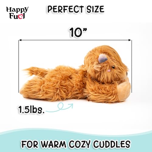 Image of Highland Cow Microwavable Stuffed Animal - 1.5 lb Unscented Heating Pad Plush, Soft Cozy Cute Cow Toy for Relaxation and Comfort, Gift for Women, Girls, Adults & Kids by Happy Fuel