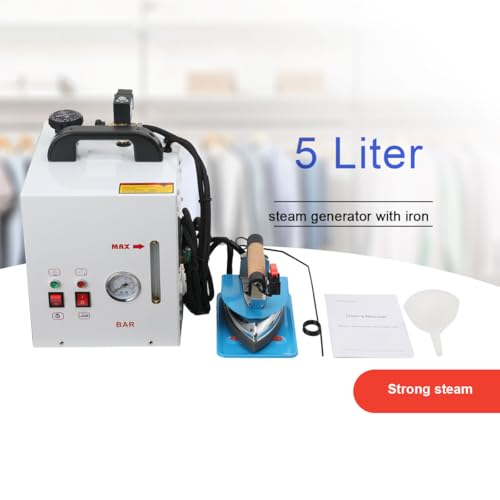 EODSAD Industrial Electric Steam Iron Station Commercial Steam Iron with Ressure Steam Pot 5L Temperature Adjustable Soleplate Steam Station for dry cleaner, curtain shops …