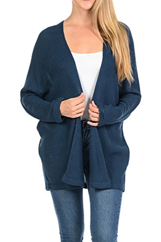 Auliné Collection Women's Casual Open Front Loose Drape Knit Cardigan Sweater