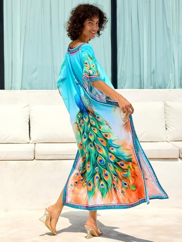 Image of NFVNKJ Women's Plus Size Beach Lounge Kaftan Maxi Dress Swimsuit Coverup for Women