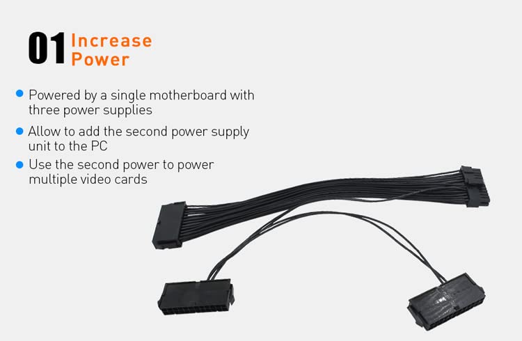 Câble de démarrage synchronisation multi psu ATX 24Pin Molex pour 2 ou 3 alimentations PC