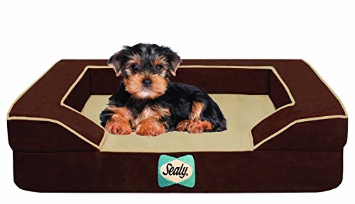 Luxe Dog Bed by Wag | Quad Layer Technology with Memory Foam, Orthopedic Foam, and Cooling Gel. Machine Washable Cover. Brown, Small