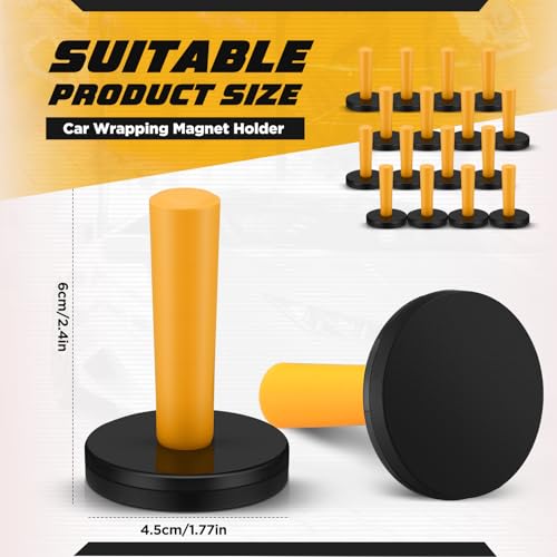Image of 16 Pcs Yellow Car Vinyl Wrap Magnets Holder Tool Kits for Car Wrapping and Crafts Sign Making Window Tint Tools Magnets